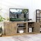 Costway 58'' TV Stand Entertainment Console Center W/ 2 Cabinets for 65'' TV Natural\Black\Walnut